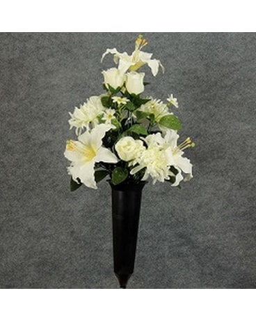 White Silk Cemetery Vase